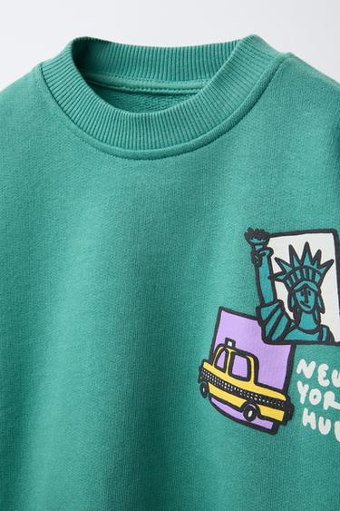RAISED PRINT SWEATSHIRT - Mid-green by Zara - Image 2