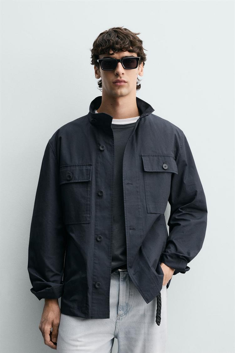 ZARA TEXTURED OVERSHIRT WITH POCKETS