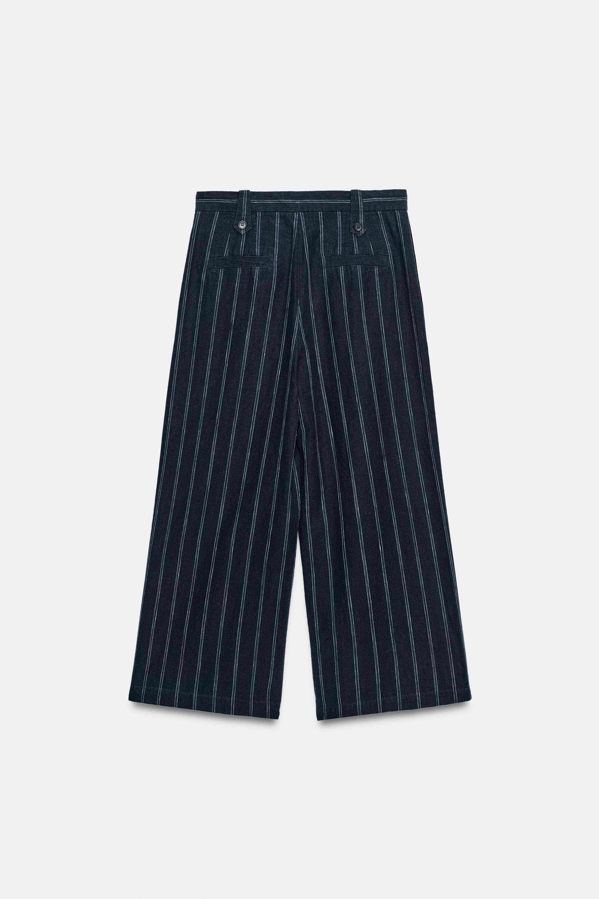 PANTALON À RAYURES AVEC LIN ZW COLLECTION