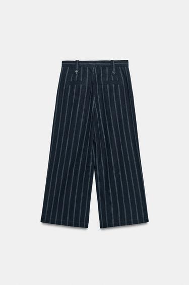 PANTALÓN RAYAS CON LINO ZW COLLECTION - rayas de Zara