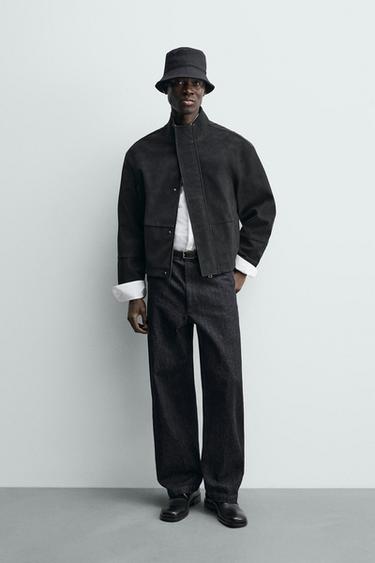 TEXTURED LEATHER EFFECT JACKET - Black by Zara