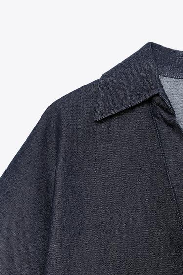 TRF DENIM SHIRT WITH POLO COLLAR - Dark indigo by Zara - Image 7