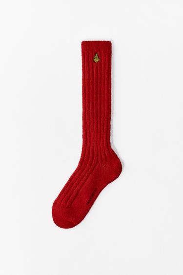 GRINCH™ EMBROIDERED TALL SOCKS - Red by Zara