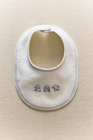 CHILDREN'S VELOUR ELEPHANT BIB - Oyster-white by Zara