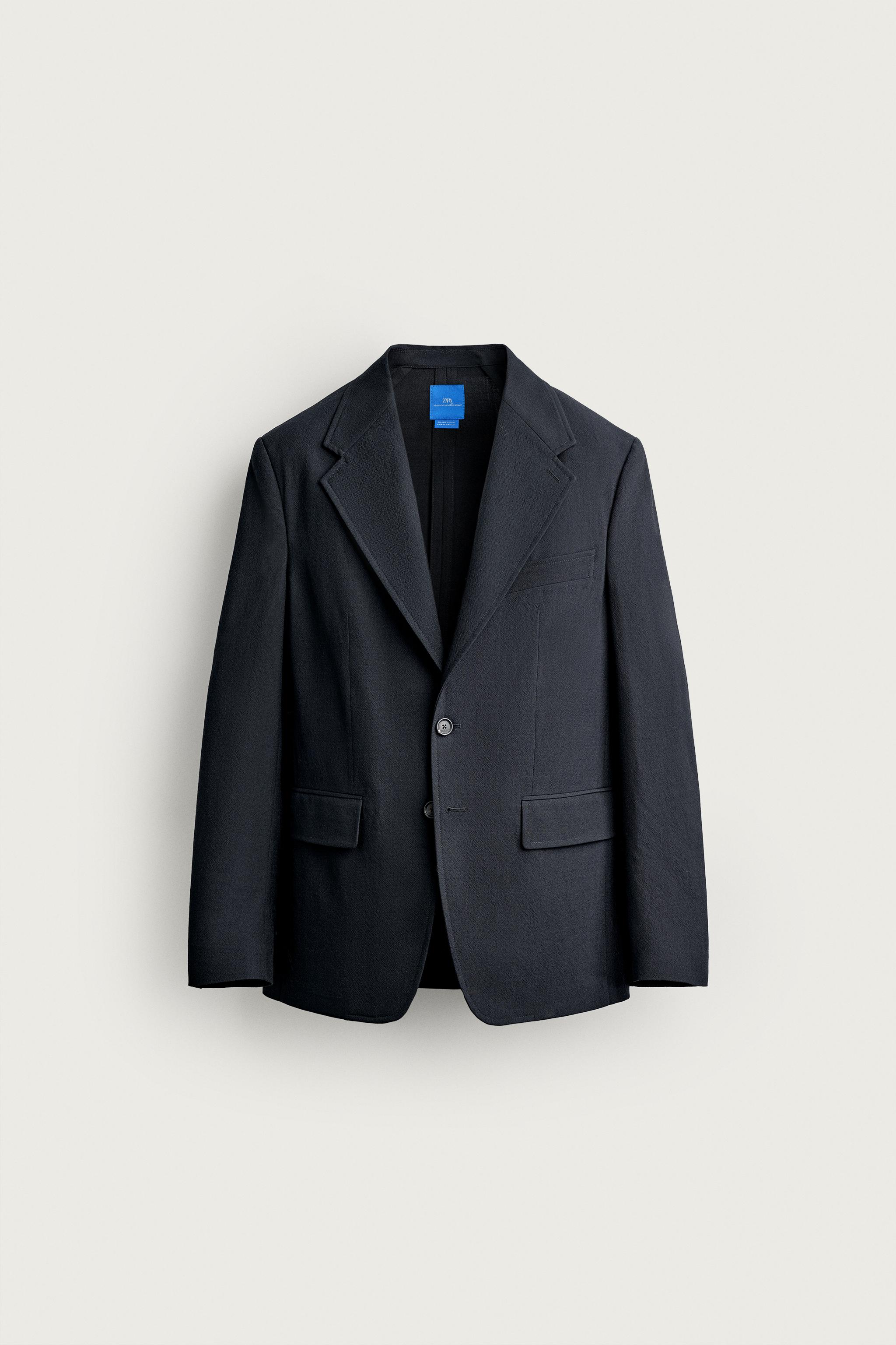AARON LEVINE X ZARA 100% WOOL SUIT BLAZER — Navy blue