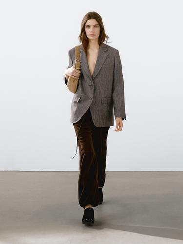 Zara Flecked linen blazer - Black gold - Image 0