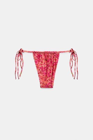 FLORAL PRINT BIKINI BOTTOMS WITH TIES - Pink by Zara - Image 5