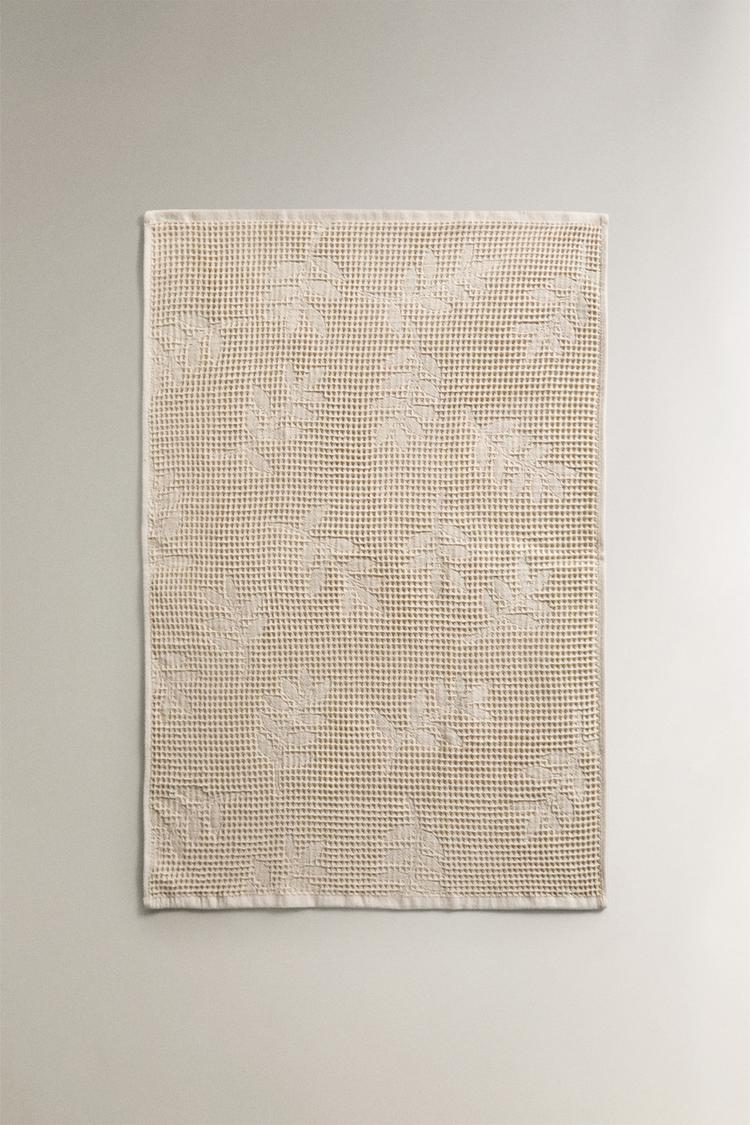 WAFFLE-KNIT KITCHEN TOWEL — Light beige