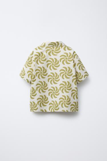 GEOMETRIC PRINT SHIRT - Green by Zara - Image 1