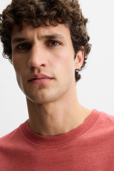 WASHED T-SHIRT WITH SLITS - BURGANDY MARS by Zara - Image 5