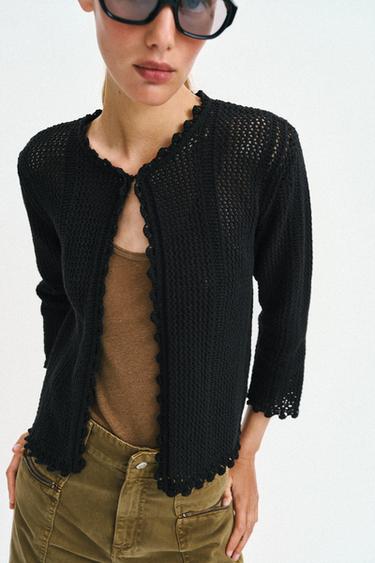 CASACO DE MALHA POINTELLE - Preto da Zara