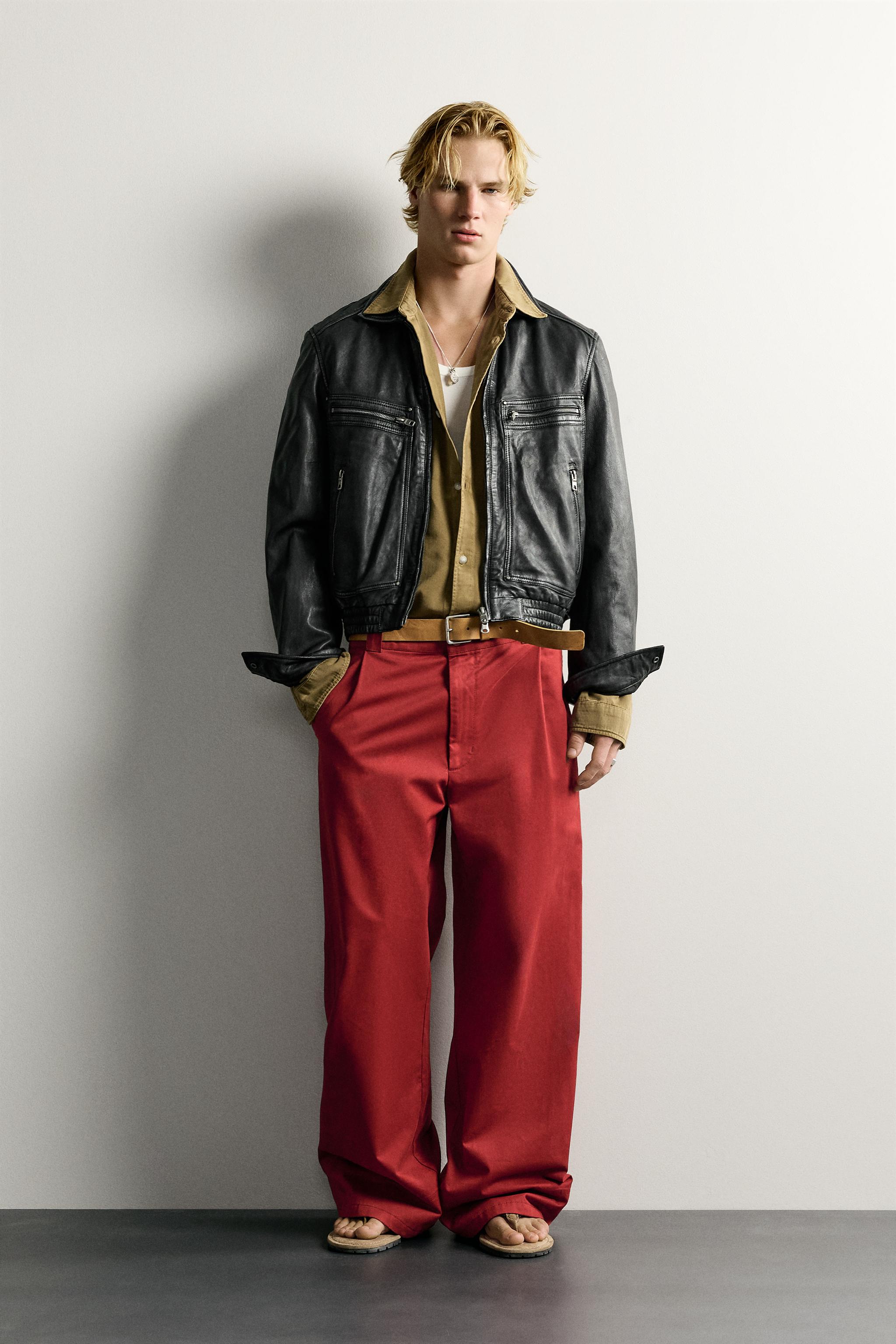 ウォッシュドレザー クロップドジャケット - ブラック | ZARA Japan / 日本