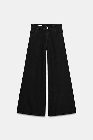 Zara TRF EXTRA WIDE LEG HIGH-WAIST JEANS - Black