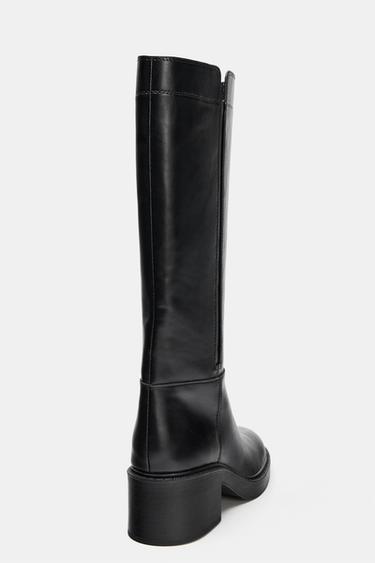 BOTTES À TALONS BLOC - Noir de Zara - Image 5
