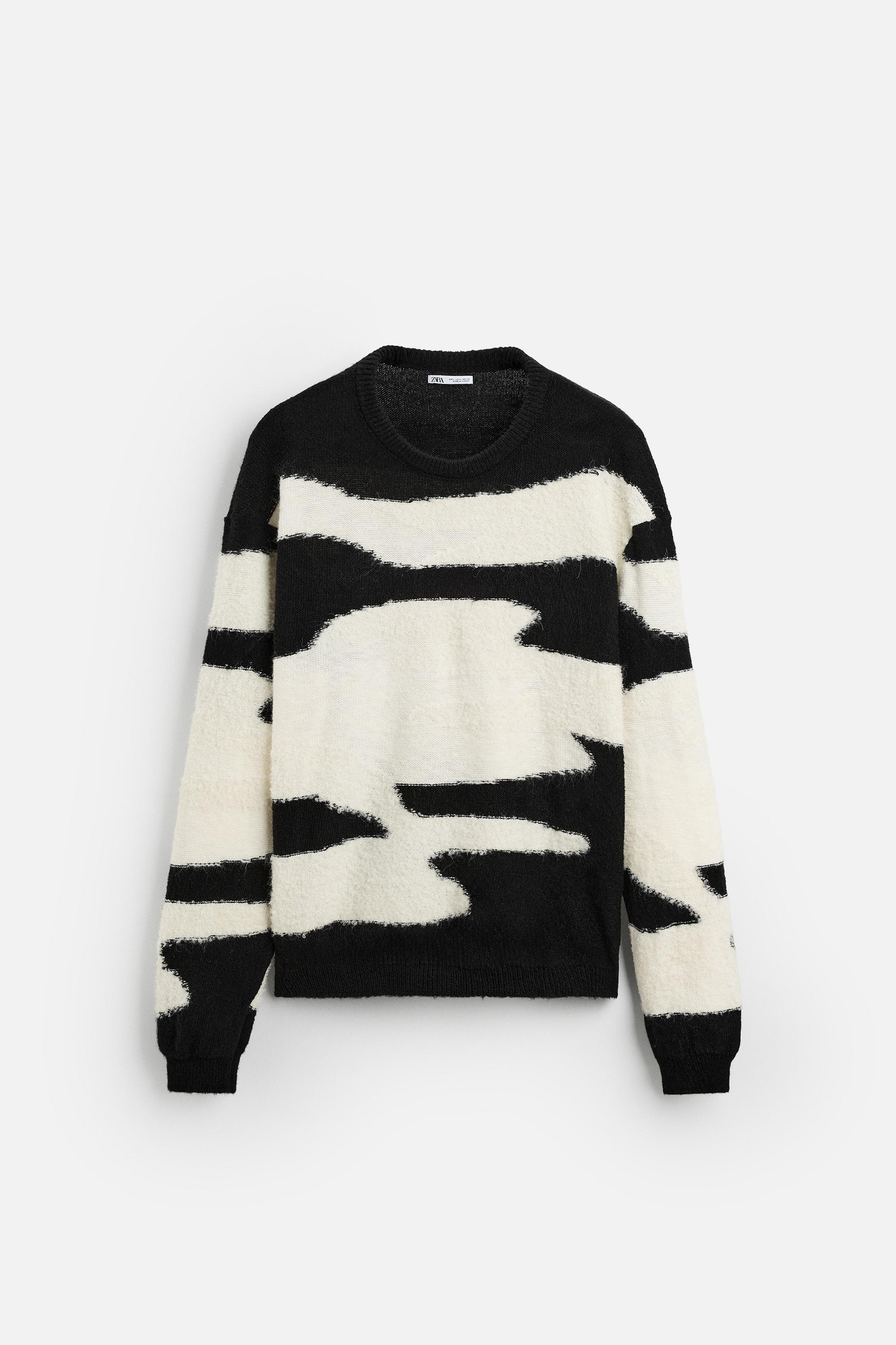 Zara men abstract zebra sold pattern sweater -size small