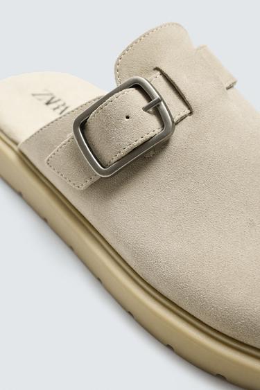 LEATHER BUCKLE CLOGS - Beige by Zara - Image 6