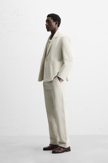 PANTALON DE COSTUME RELAXED FIT - Blanc cassé de Zara - Image 3