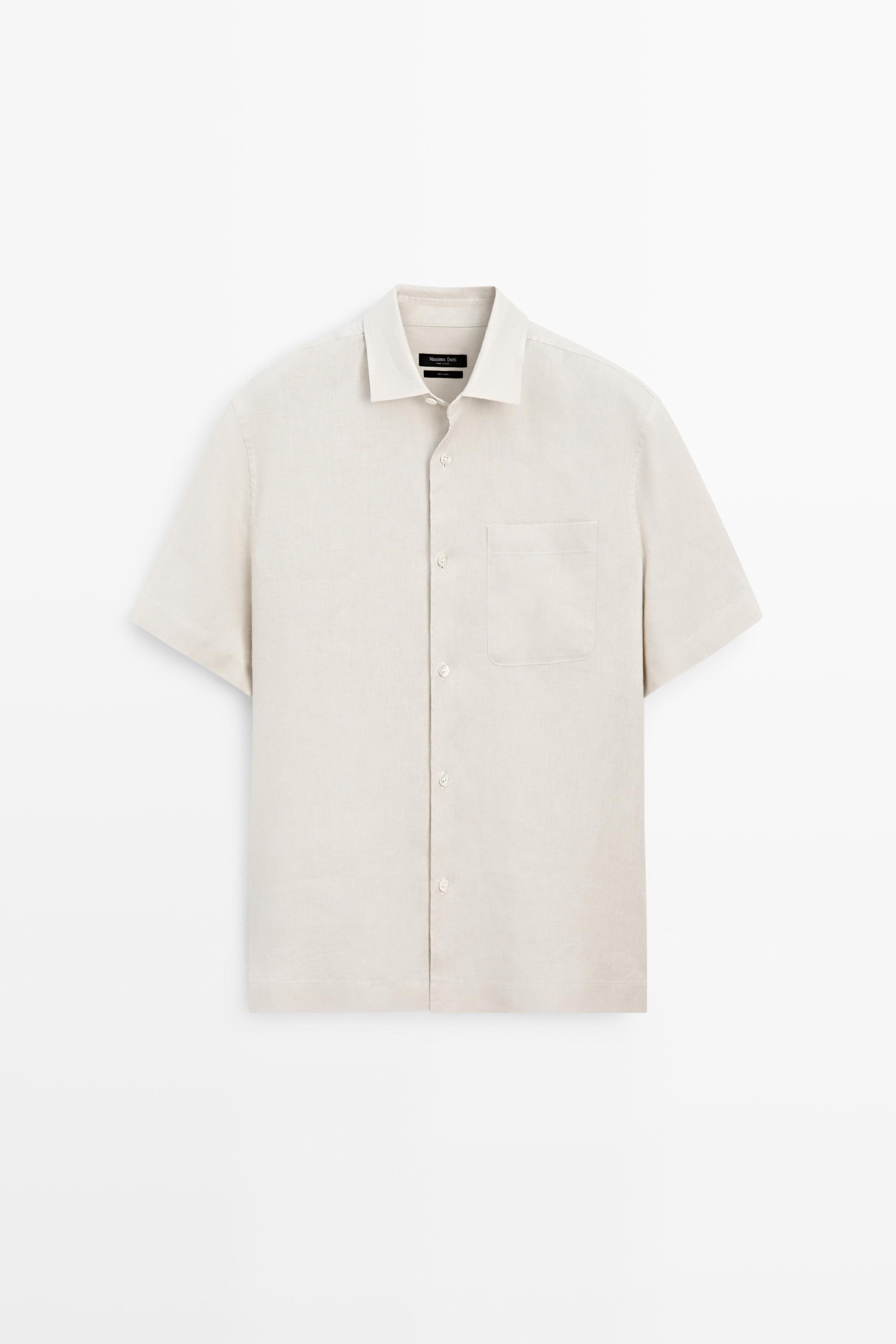 100% linen regular fit short sleeve shirt