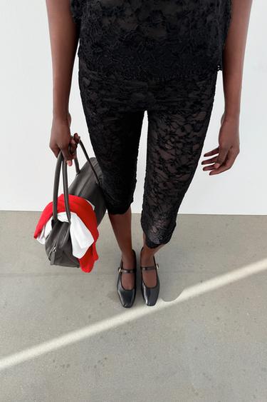 Zara LEATHER BALLET FLATS - Black - Image 0