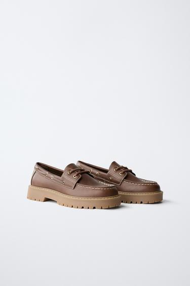 Zara CLASSIC BOAT SHOES - Brown