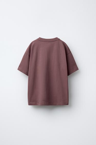 Zara PLAIN MEDIUM WEIGHT T-SHIRT - Eggplant