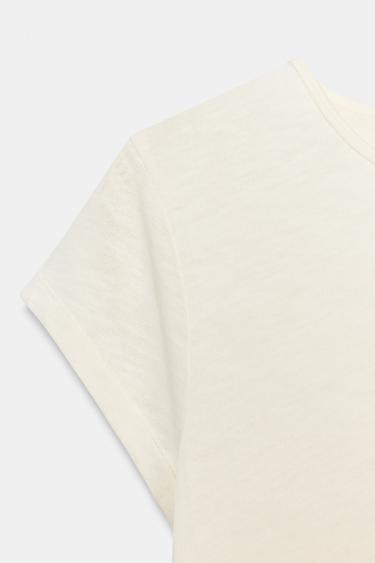 T-SHIRT RUSTIQUE À MANCHES COURTES - Écru de Zara - Image 2