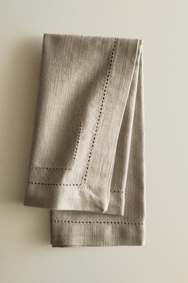 Zara 花邊棉餐巾(2件套) - 灰色