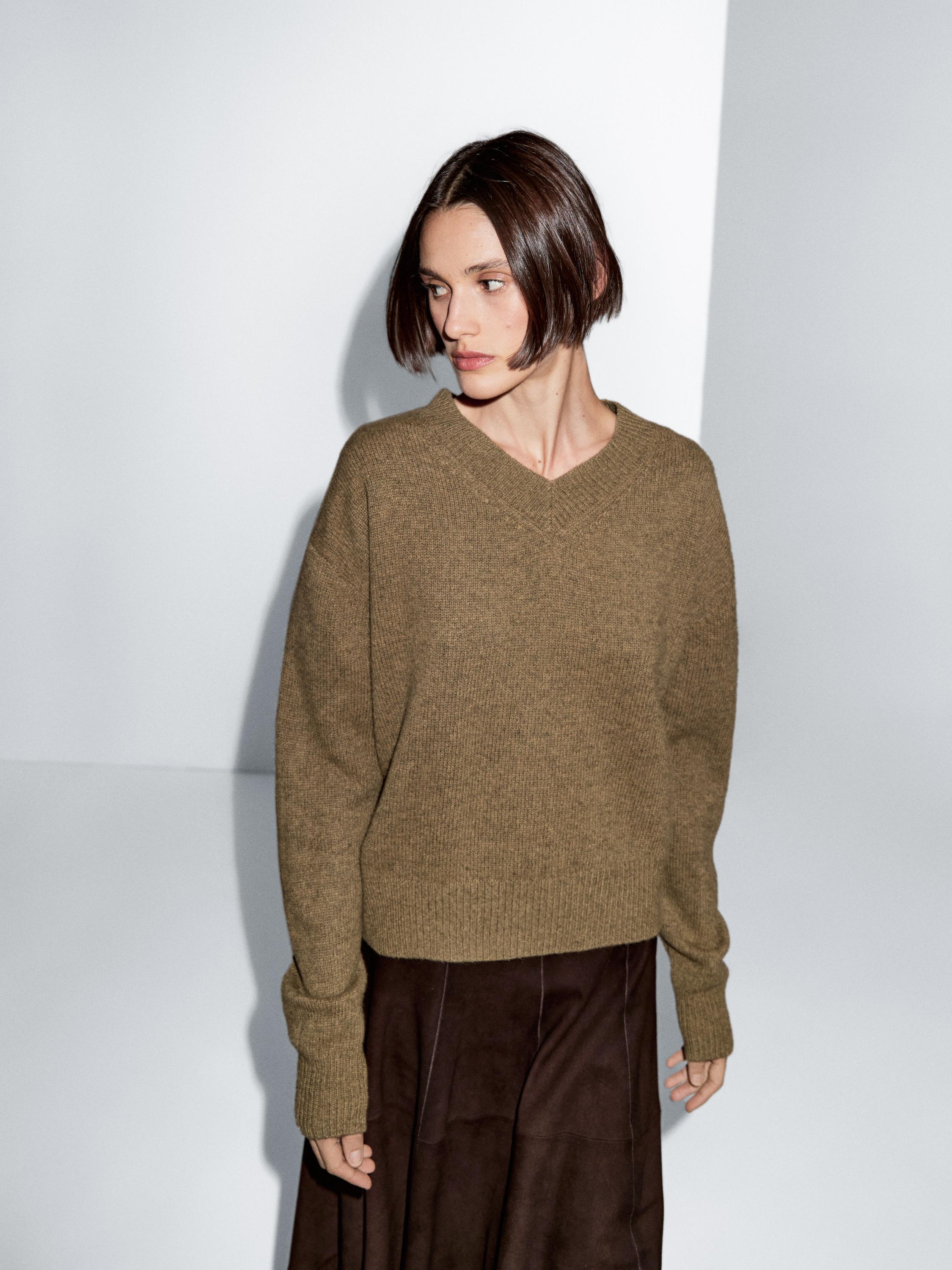 Pull en maille 100 % laine à col V