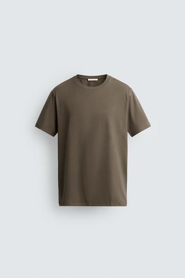Zara SLIM FIT T-SHIRT - Light brown