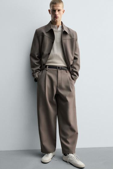 BALLOON FIT PLEATED TROUSERS - Mink by Zara - Image 4