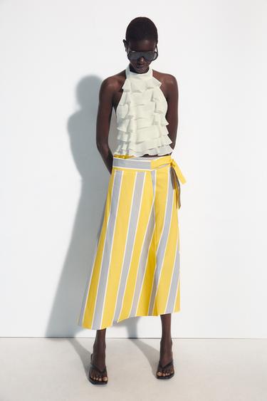 FALDA PAREO RAYAS - Amarillo claro de Zara - Imagen 0