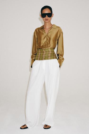 CAMISA LISA ZW COLLECTION - Mostaza de Zara