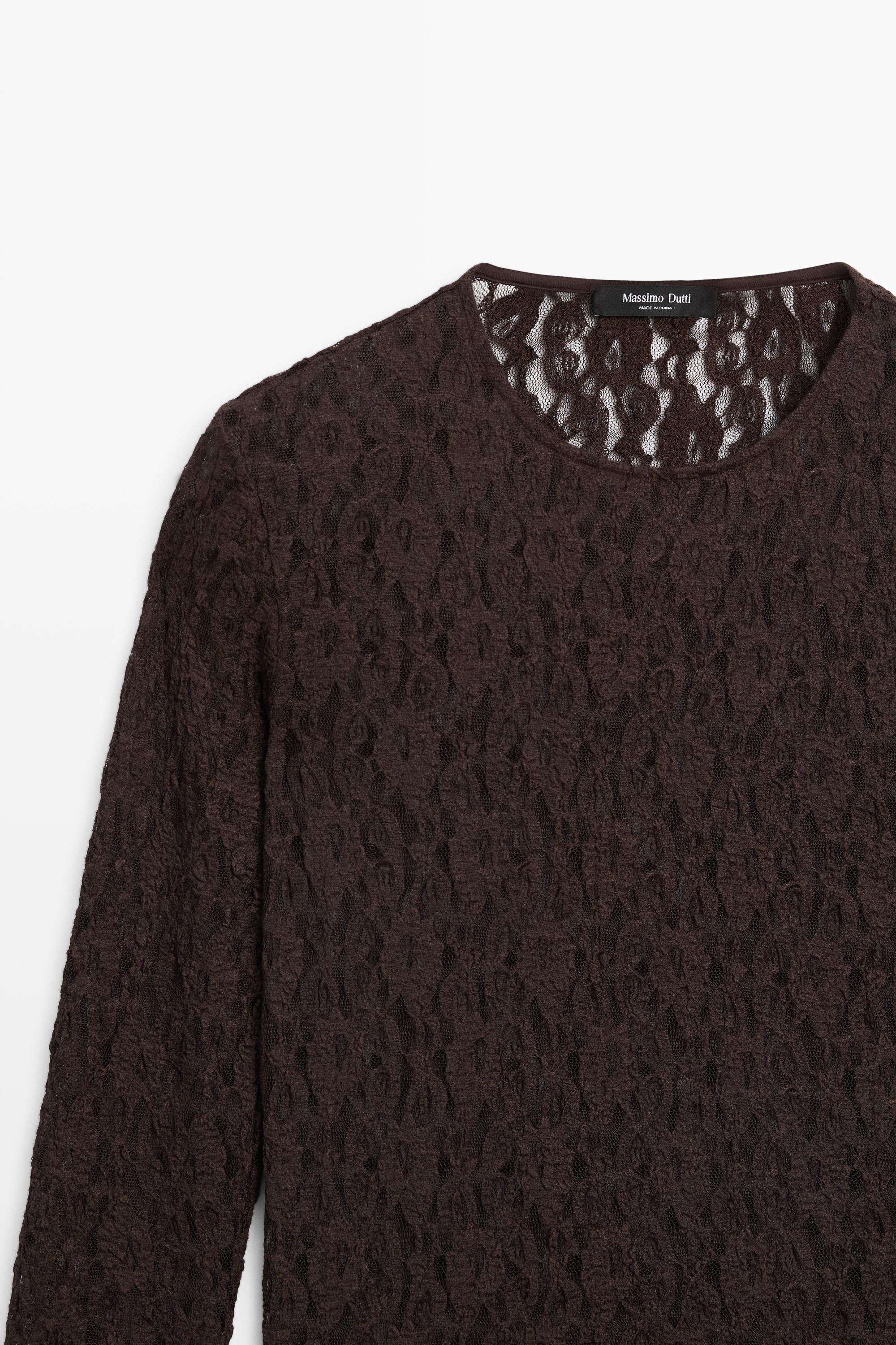 Long sleeve lace detail T-shirt