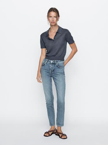 Zara Mid-rise slim fit jeans - Aquamarine - Image 0