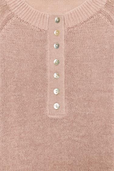 PULL EN MAILLE À BOUTONS - Rose de Zara - Image 8