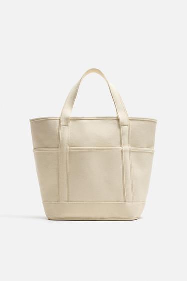 BOLSA TOTE BAG DE TECIDO - Branco-cru da Zara