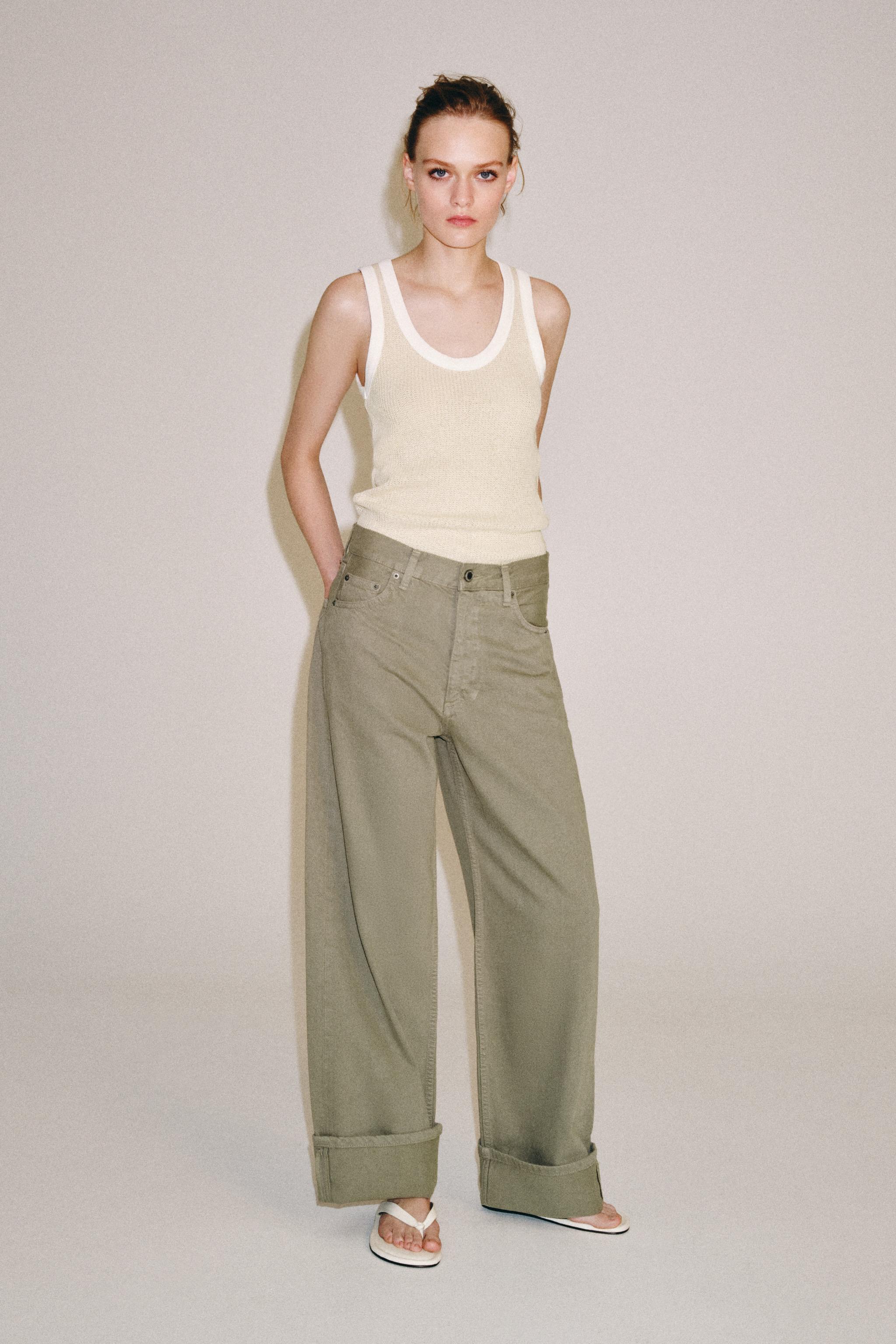 ZW COLLECTION MID-RISE BAGGY JEANS — Khaki