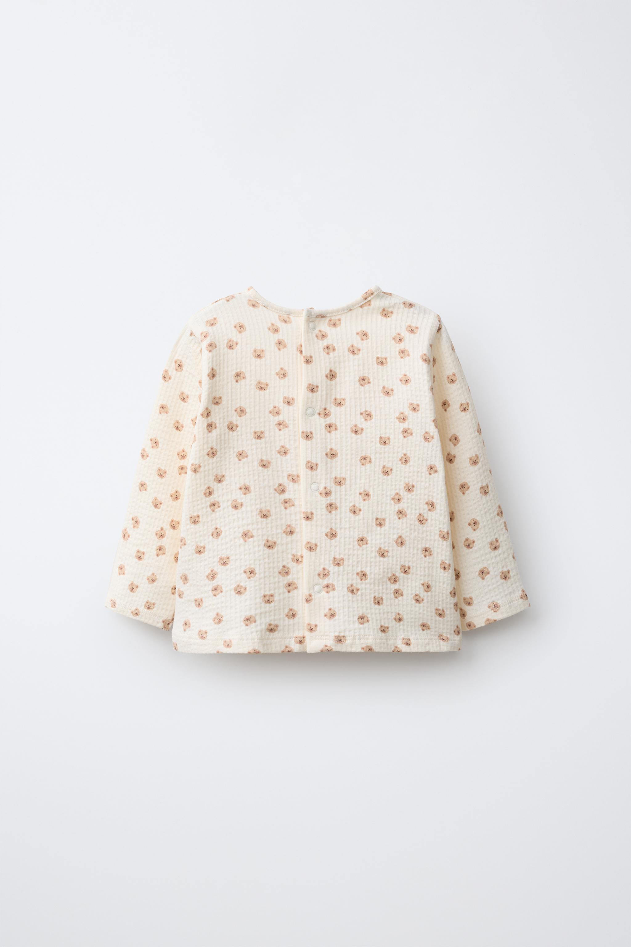 TEXTURED TEDDY BEAR PRINT T-SHIRT
