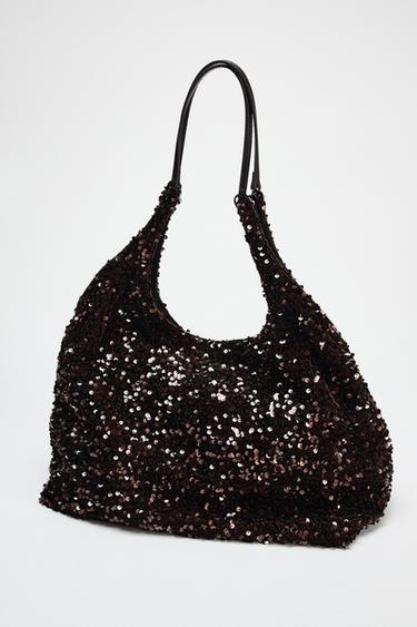 SAC SHOPPER FLUIDE À SEQUINS - Marron de Zara - Image 2