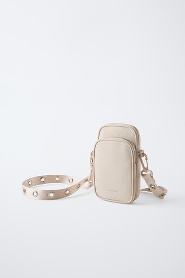 STUDDED MOBILE PHONE BAG - Ecru White by Zara - Image 1