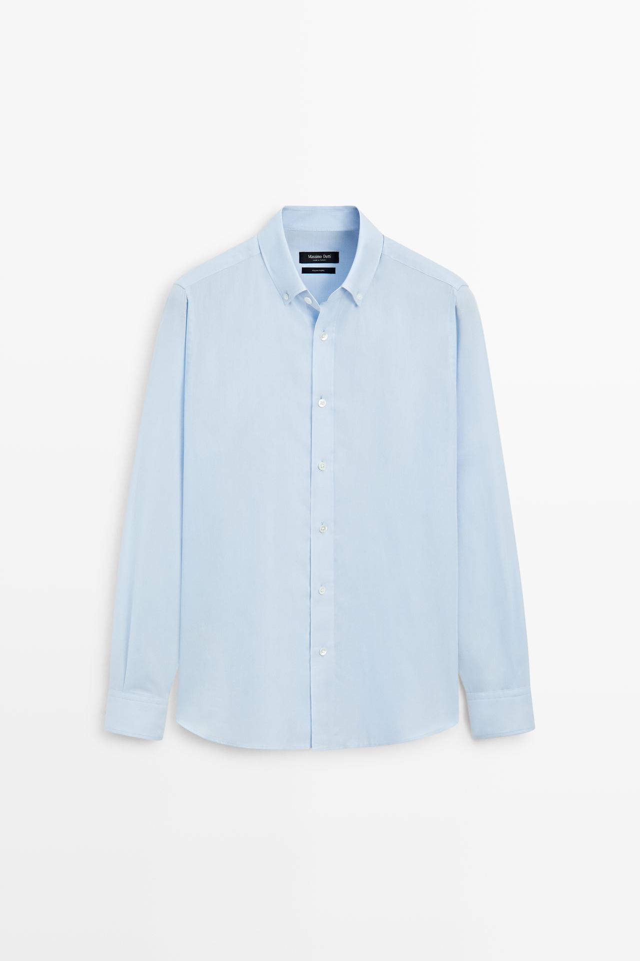 100% cotton twill regular fit shirt — Light blue