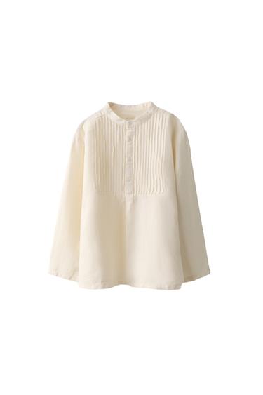 6-10 AÑOS/ BLUSA PLIEGUES ALGODÓN LINO LIMITED EDITION - Crudo de Zara