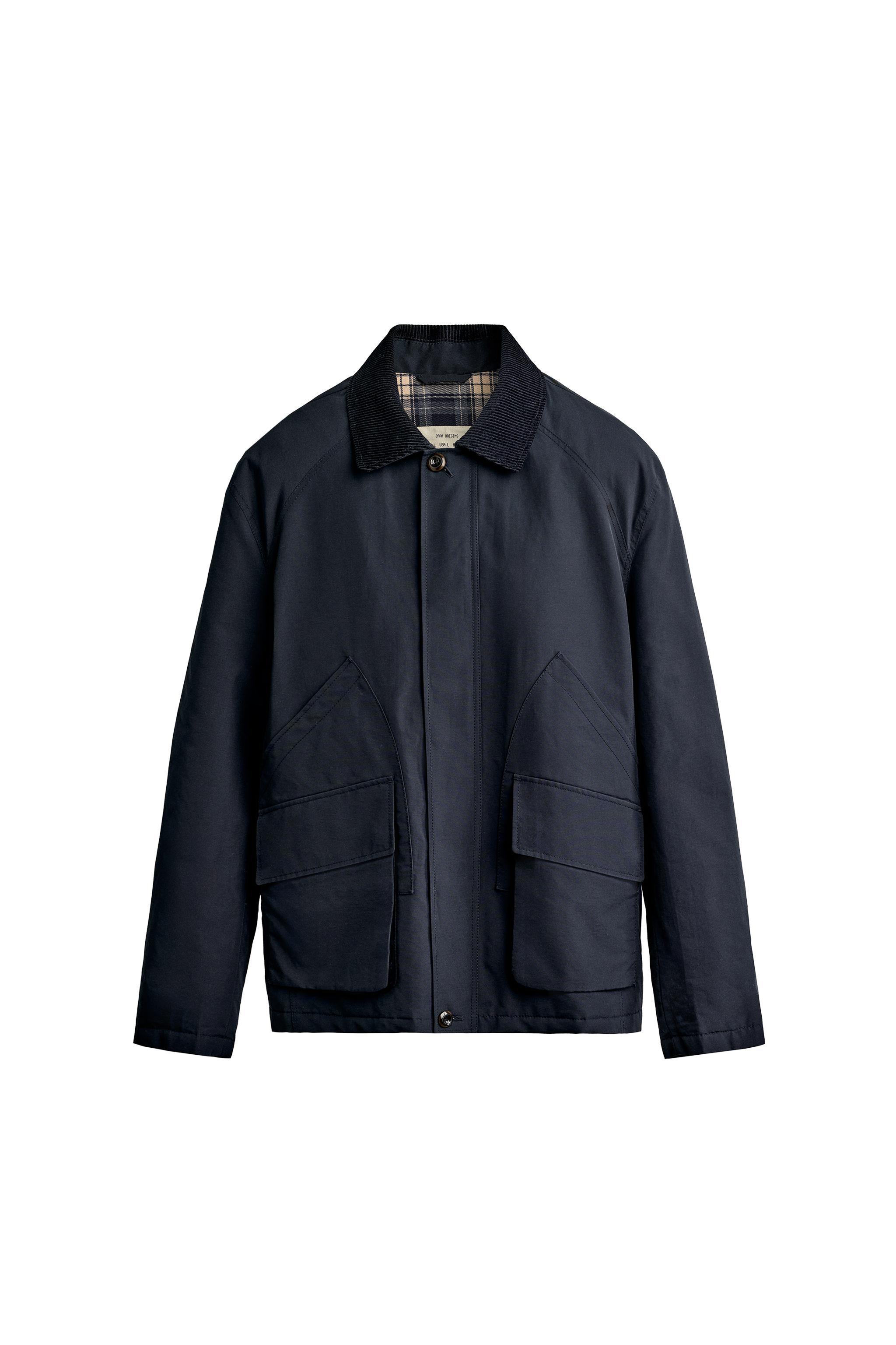 REGULAR-FIT JACKET WITH CONTRAST COLLAR - Dark navy | ZARA Canada