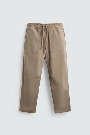 PANTALÓN RELAXED FIT LAVADO - Tostado de Zara