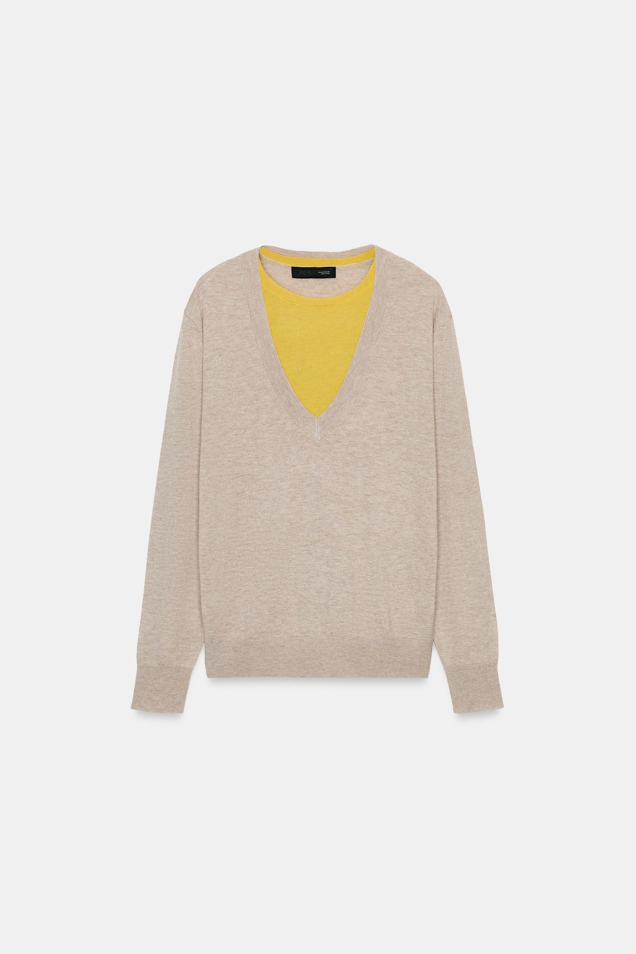 ウール混コントラストセーター - ネイビーブルー | ZARA Japan / 日本