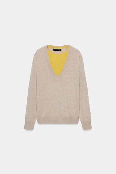 JERSEY CON LANA COMBINADO - Visón vigoré de Zara