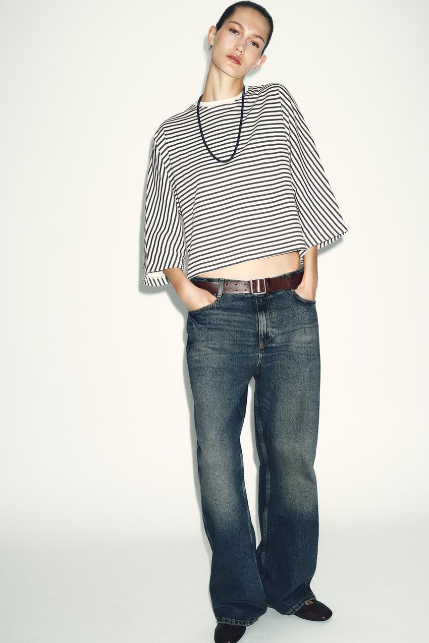 ストライプ柄オーバーサイズTシャツ - ストライプ | ZARA Japan / 日本