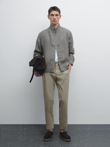 Pantalón slim fit mezcla algodón - Verde de Zara - Imagen 0
