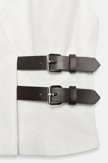 HALTER TOP WITH BUCKLES - Oyster-white by Zara - Image 3