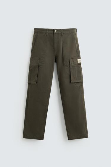 Zara RELAXED FIT CARGO PANTS - Dark gray